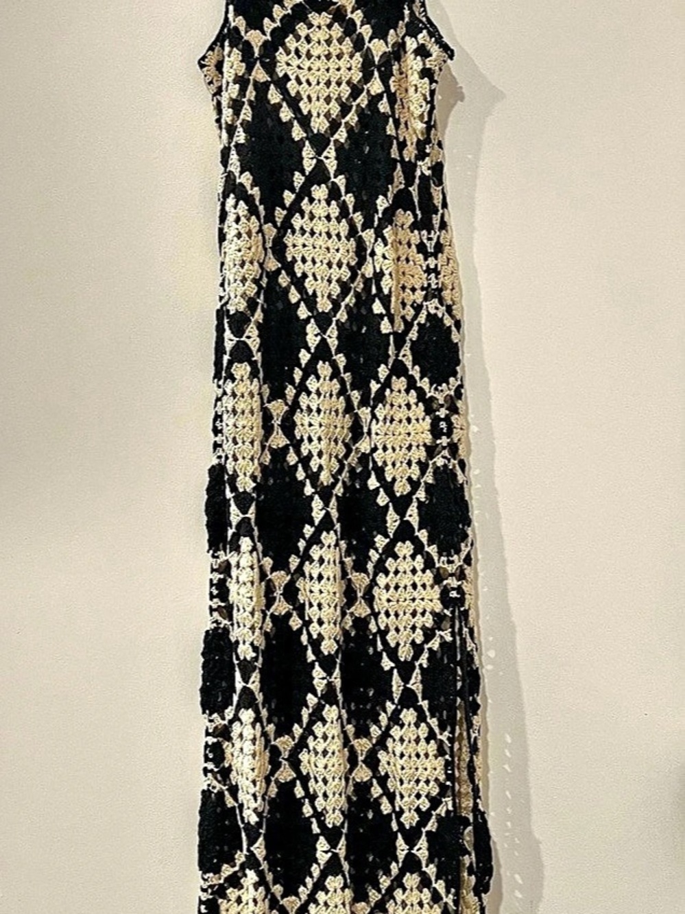 VRG GRL Work Of Art Crochet Maxi Dress Black & Cream XS